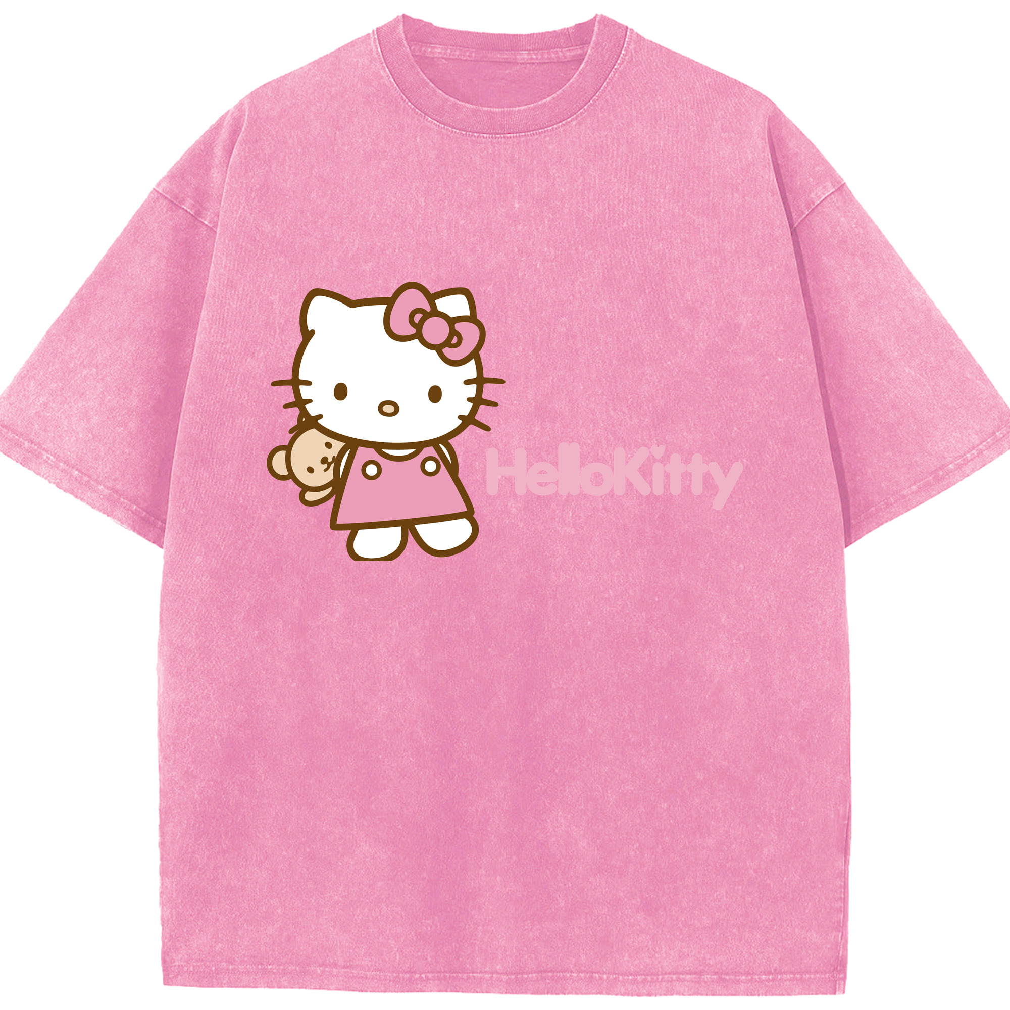 （画像用） Hello Kitty ハローキティ 綿100% ヴィンテージ風 半袖Tシャツ（フロントプリント）